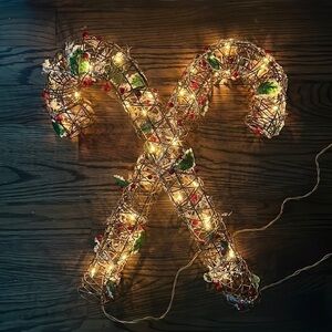 Silver Glittered Rattan Double Cane Christmas Outdoor Indoor Decoration 24”